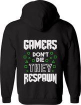 Gamers don't die vest Heren / Dames Groen – Gamer vest met capuchon – Perfect Sweatvest Cadeau – Hoodie met rits