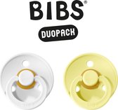 BIBS Fopspeen - Maat 2 (6-18 maanden) DUOPACK - White & Sunshine - BIBS tutjes - BIBS sucettes