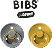 BIBS Fopspeen - Maat 2 (6-18 maanden) DUOPACK - Smoke & Oker - BIBS tutjes - BIBS sucettes