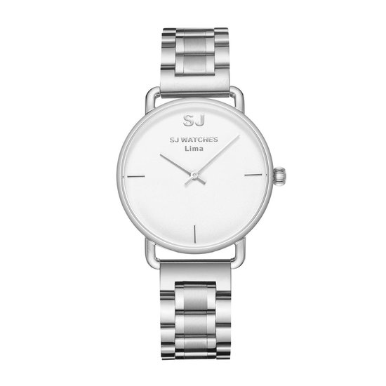 SJ WATCHES Lima horloge dames zilverkleurig – horloges voor vrouwen 36mm – Zilveren dames horloge
