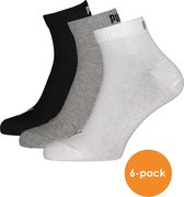 Puma unisex sneaker sokken (6-pack) - wit - grijs en zwart - Maat: 43-46