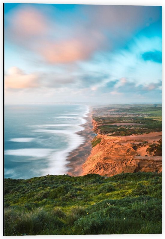 Dibond - Paysage de Montagnes en Bord de Mer - Photo 40x60cm sur Aluminium (Avec Système d'Accrochage)