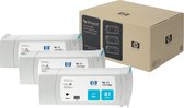 HP 81 - Inktcartridge / Cyaan / 680 ml / 3-Pack (C5067A)