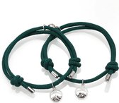 Vrienden / relatie armband met magneet - groen - 2 stuks - love - relatie- vriendschap- afstand - BFF