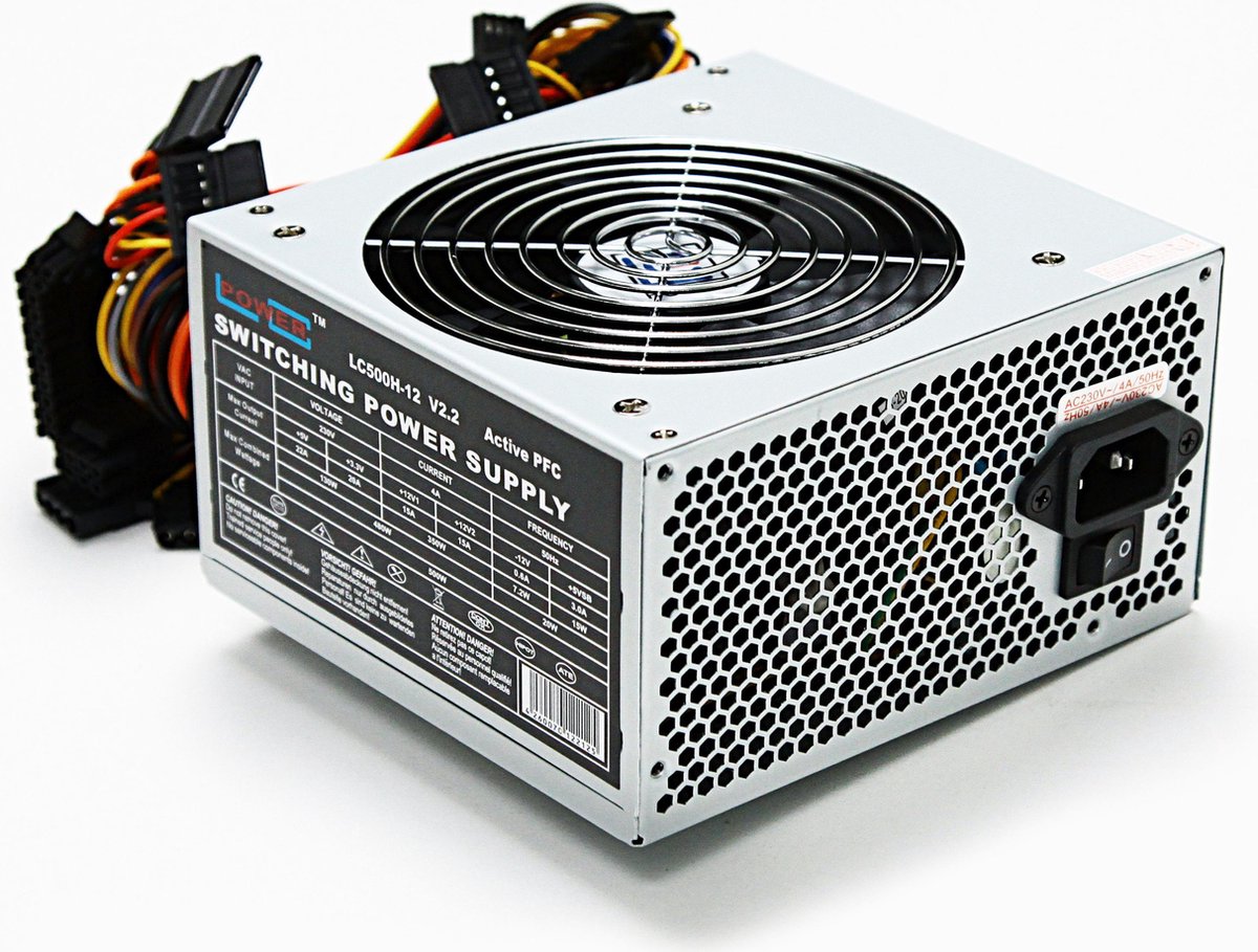 LC500H-12 500W Power Supply ATX 20+4 pin Computer voeding Grijs 500W met PCI-Express 6 pin connector