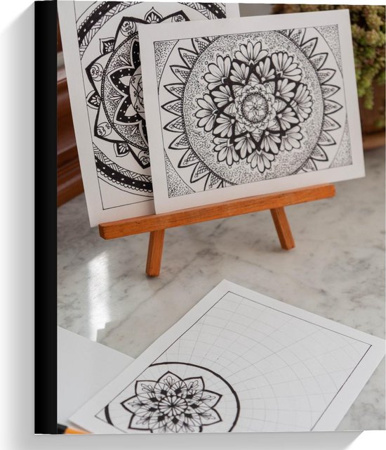 Canvas  - Tekeningen Mandala - 30x40cm Foto op Canvas Schilderij (Wanddecoratie op Canvas)