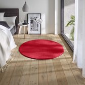 Zacht rond vloerkleed Loft - rood - wasbaar 30°C 120 cm rond