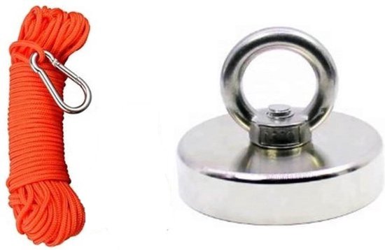 MAGFISHION Dubbelzijdige Vismagneet 700KG - 94mm Met 20M Touw, Karabijnhaak, Handschoenen & Borgmiddel