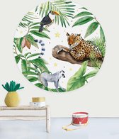 Behangcirkel - Tiger Jungle - ⌀ 142,5 cm - Muurcirkel binnen - Wanddecoratie - Milieuvriendelijk Mat Vliesbehang - Creative Lab Amsterdam