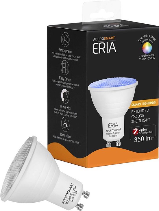 AduroSmart ERIA® GU10 spot Tunable colour V2 - 2200K~6500K - warm tot koud licht + RGB - Zigbee Smart Lamp- werkt met o.a. Adurosmart en Google Home