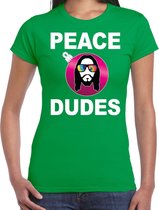 Hippie jezus Kerstbal shirt / Kerst t-shirt peace dudes groen voor dames - Kerstkleding / Christmas outfit 2XL