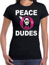 Hippie jezus Kerstbal shirt / Kerst t-shirt peace dudes zwart voor dames - Kerstkleding / Christmas outfit XS