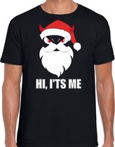 Devil Santa Kerstshirt / Kerst t-shirt hi its me zwart voor heren - Kerstkleding / Christmas outfit S