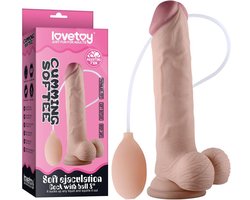 Lovetoy - Zachte Dildo Met Balzak En Squirt Functie - 20 cm - Lichte Huidskleur