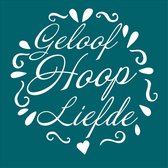 Muursticker Geloof Hoop Liefde - Afmetingen: 50 x 50 cm - Kleur: wit