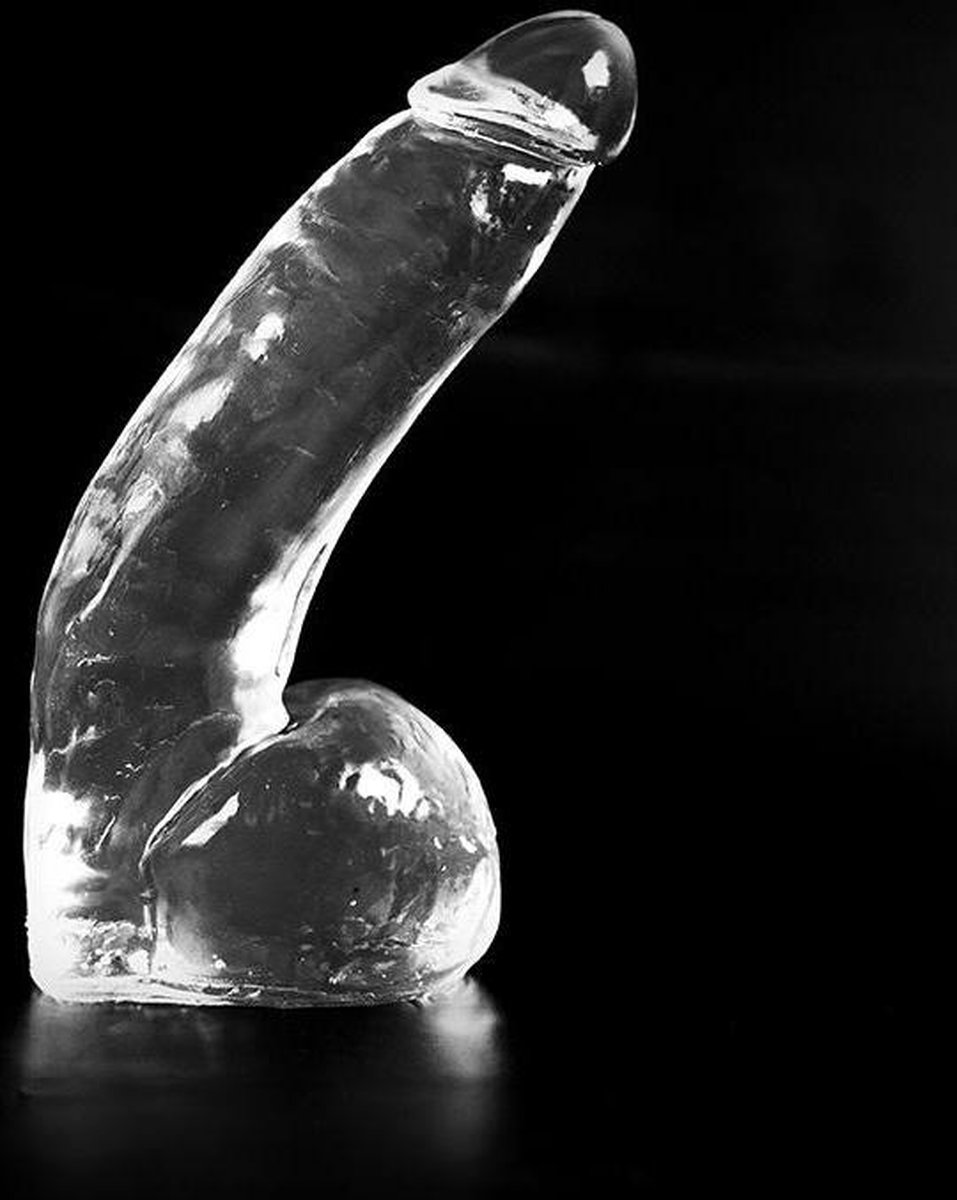 Dark Crystal Dildo met balzak 28 x 6,7 cm - transparant