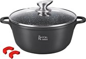 Bol.com Royal Swiss - Marble soep/braadpan - Met glazen afdekplaat zwart- voor inductie -Ø24 CM aanbieding