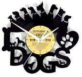 Vinyl klok met hondjes - LP - Wandklok - Met geschenkverpakking