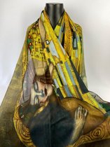Sjaal schilderij Gustav Klimt de kus, 30% zijde met 70% viscose van dunner materiaal