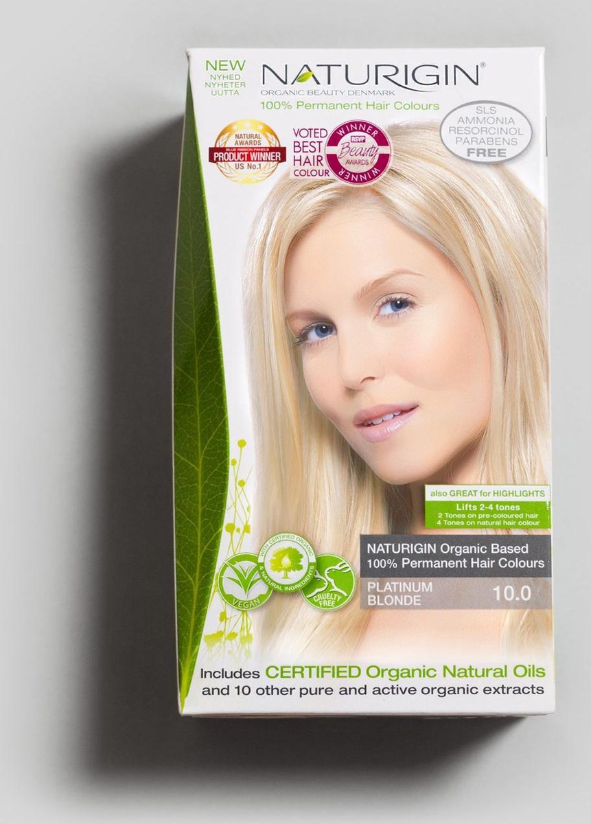 NATURIGIN Natural Permanent Home Hair Dye-Ammonia-free – Platinum Blonde 10.0 -- Volume discount: 13.99 eur per box if you buy 4--