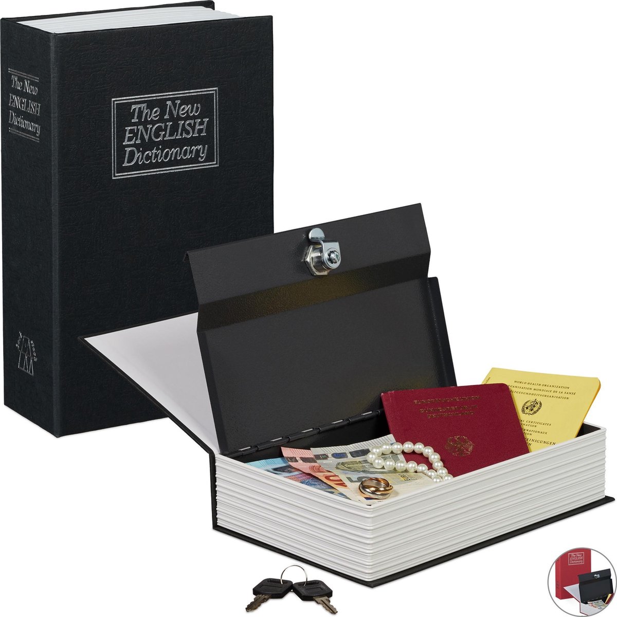 Coffre-fort Secret En Forme De Dictionnaire - 18x11,5x5,5 Cm, Métal Et Carton - Pour Cacher Argent, Bijoux, Objets De Valeur