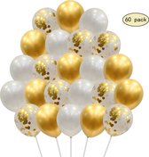 MagieQ Papieren Confetti Ballonnen 60 stuks (Goud Wit) Feest|Party|Kinderfeesje|Decoratie|versiering|Kerst|oud en nieuw versiering 2023