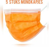 Set van 5 stuks oranje wegwerp mondkapjes