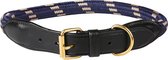 DW4Trading® Weatherbeeta lederen honden halsband navy-bruin maat M