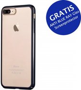 Glimmer Hoesje Cover voor Apple iPhone 7 Plus / 8 Plus - Zwart ( GRATIS Anti Blue Ray Glas Screenprotector )