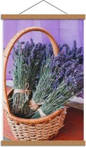 Schoolplaat – Lavendel Bosjes in Riet Mandje - 40x60cm Foto op Textielposter (Wanddecoratie op Schoolplaat)