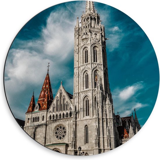 Dibond Wandcirkel - Grote Kathedraal - 50x50cm Foto op Aluminium Wandcirkel (met ophangsysteem)