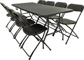 MaxxGarden Vouwtafel - Biertafel - picknicktafel inklapbaar - Rottan zwart - tafel met 8 stoelen