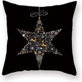 Kussenhoes Kerst zwart met zilveren en goud Kerstster (500246)