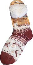 Hüttesock – Happy dames huissokken – Kerstsokken – Extra warm en zacht – ABS en anti slip - Deer Rood