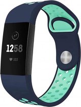 Fitbit Charge 3 & 4 siliconen DOT bandje - Mint / Blauw (Small) - Fitbit charge bandjes