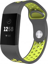 Bandje Voor Fitbit Charge 3 & 4 Dubbel Sport Band - Grijs Geel - Maat: SM - Horlogebandje, Armband