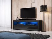 TV Meubel Modern & LED  160x33x50 cm –  Hoogglans Zwart  – Zwarte TVmeubel – Zwarte TV Kast – Perfecthomeshop