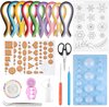 foto van Quilling pakket - Filigraag papierkunst set - 45 kleuren papierstroken + 3 mallen + spelden + gereedschap