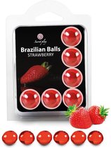 Secret Play Brazilian Balls - Massageolie - Aardbeiensmaak - 6 Stuks