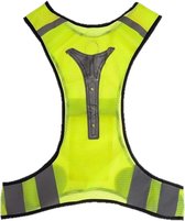 LED X-vorm protectievest geel | rode led-verlichting | Goed zichtbaar bij weinig of geen licht | reflecterend sport hesje | hardlopen rennen fietsen