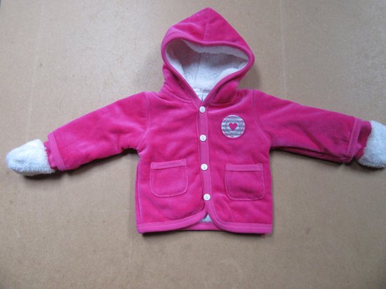 veste bébé, gilet avec capuche + mitaines en rose dur, de dirkje 1 an 80