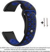 Zwart Blauw Siliconen Bandje voor (zie compatibele modellen) 22mm Smartwatches van Samsung, LG, Seiko, Asus, Pebble, Huawei, Cookoo, Vostok en Vector – 22 mm rubber smartwatch stra