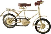 Mooi gedetailleerde antieke goudkleurige fiets van metaal en hout model 1