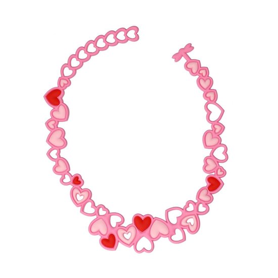 Batucada Little Love - Collier van Plantaardige Oorsprong en Hypoallergeen - Meisjes Ketting met Hartjes - Halsketting - Antiallergisch - Roos - lengte 30/35cm – ziet er uit als Rubber