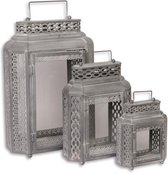 Lantaarn - Klassieke Tinnen lantaarns - Set van 3 - 43,2 cm hoog