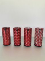 Decoratief glazen vaasje met led-verlichting: kerstsfeer en patronen - set van 4 stuks