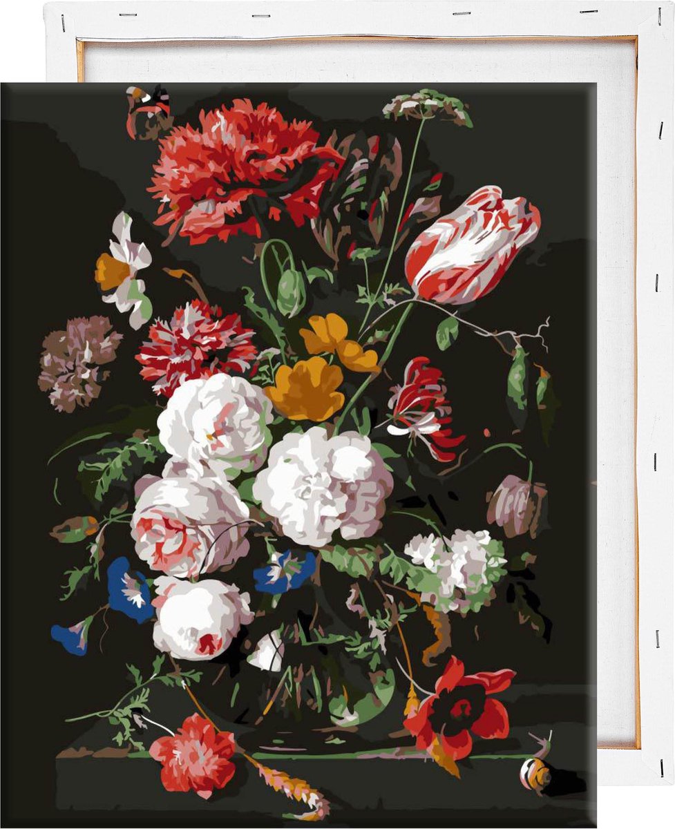 Schilderen Op Nummer Volwassenen - Bloemen In Vaas - Met Frame - 40x50cm