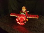Vliegtuig kerst - Kerstman in vliegtuig - tekst in propeller - Ledverlichting - Kerstbeeld - Kerstgadget - Kerstdecoratie B/O