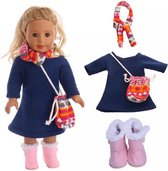 Poppenkleding meisje - 5-Delig - Baby Born kleertjes o.a. - Poppenkleertjes 43 cm - Jurkje/Tasje/Sjaal en Schoenen - Gratis verzending