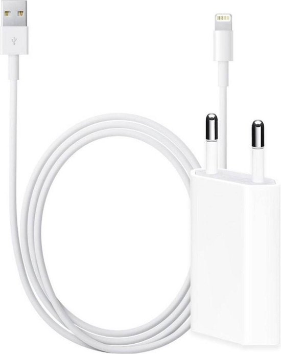 Slechte factor Hover snap MBH Apple iPhone oplader lightning kabel en stekker - 1m - USB lader 5W-1A  | bol.com